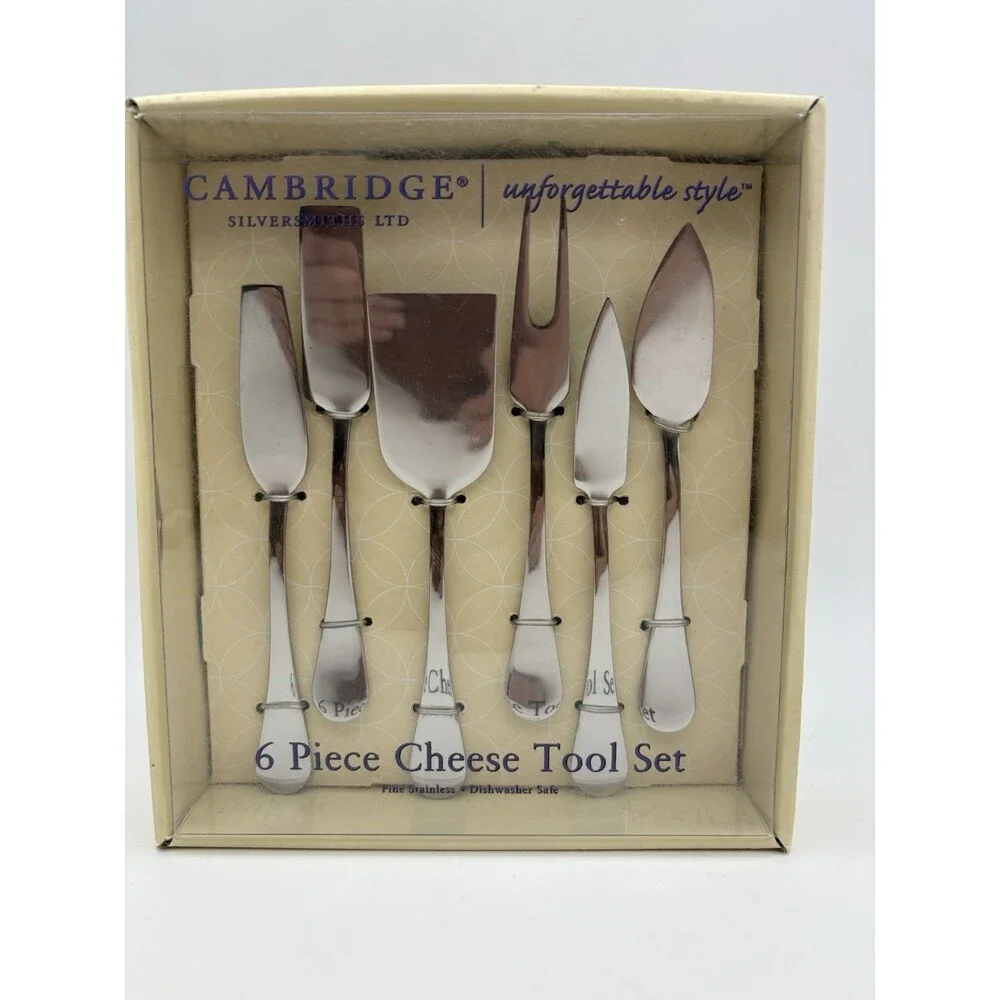 Cambridge Silversmiths 6-Piece Cheese Tool Set Stainless Steel New in Box